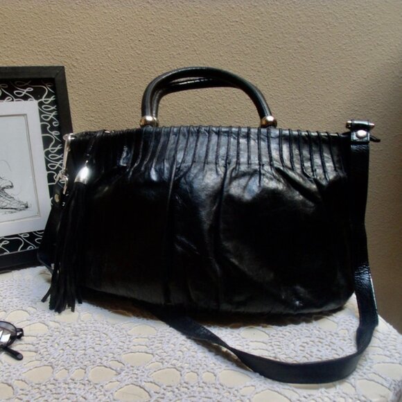RIPANI Made in Italy Large Satchel / Crossbody Black Leather Bag - Picture 10 of 10